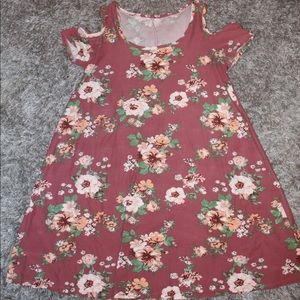 Floral Off the Shoulder T-Shirt Dress